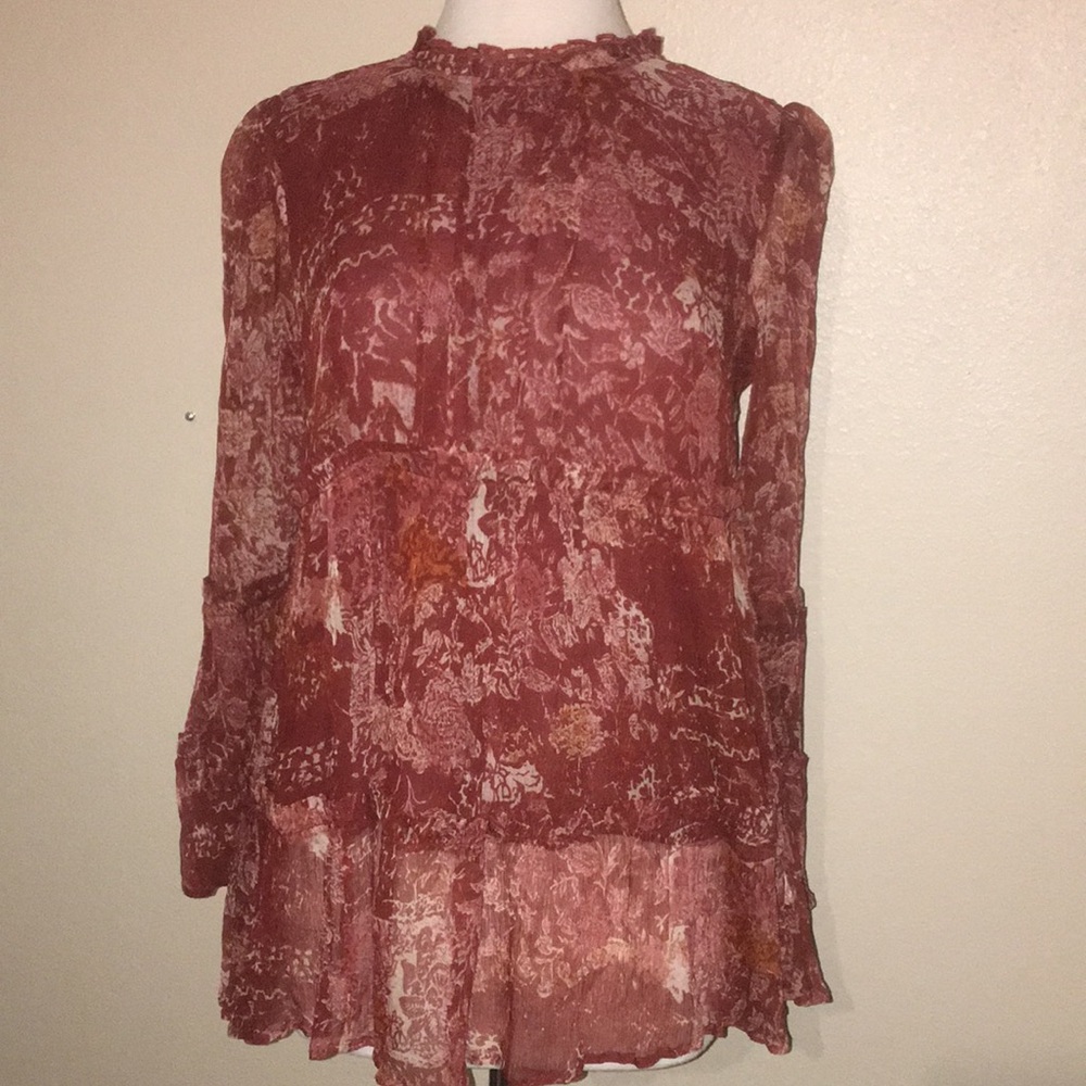 Soft Surroundings Boho Peasant Sheer Lined Long Sleeve 5